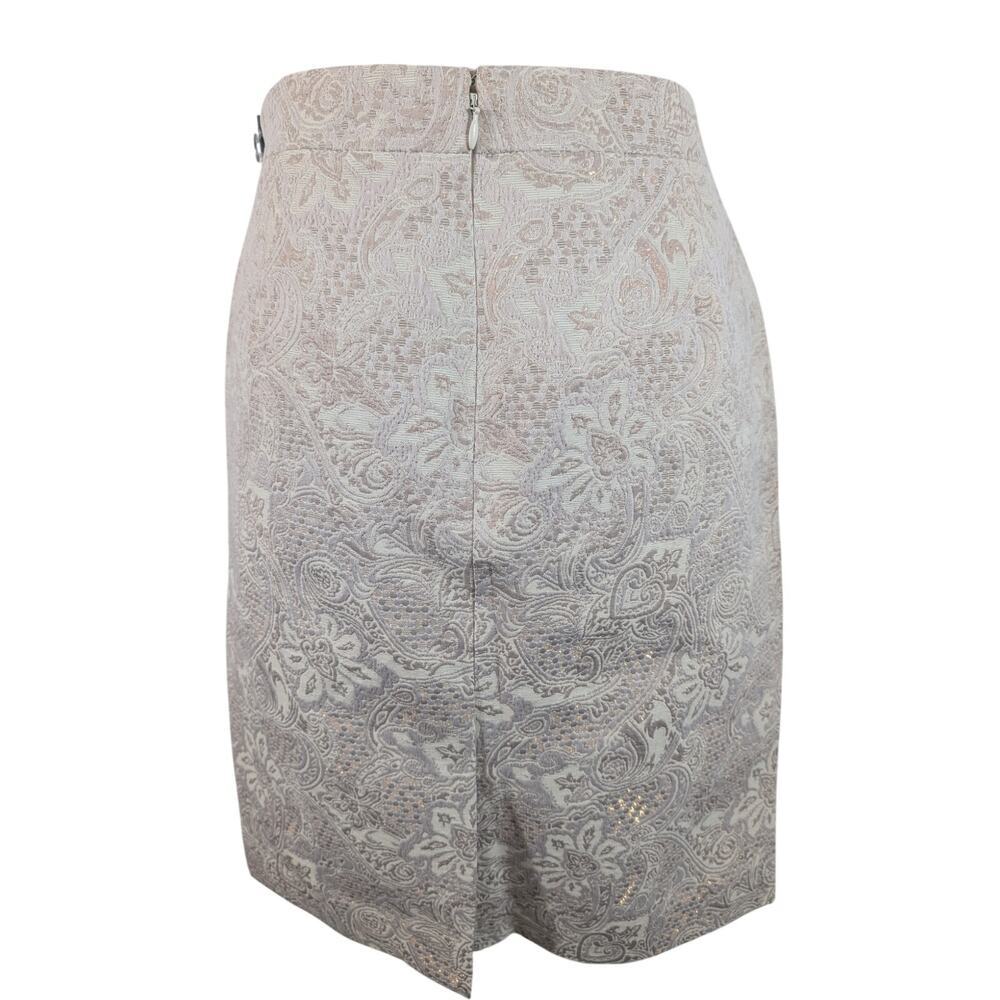 NWOT! J. CREW! CREAM, TAUPE & GOLD METALLIC TAPESTRY FLORAL PAISLEY SKIRT! SZ 4 - Picture 8 of 12